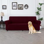 Waterproof Couch Cover for Pets, Dual Layer T Sofa Protector 100% Leakproof Dog Proof Stretch Non-Slip Washable Furniture Covers for Pets, Dogs, Cats and Kids (Oversized Sofa,Wine)