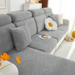 Individual Sofa Cushion Covers — High-Stretch "Magic Fit" Cushion Slipcovers; Features Elastic Bands at the Bottom; Ideal for Homes with Children & Pets (3-Piece Set: Gray)